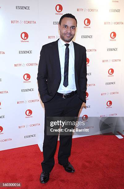 Actor Lindsay Owen Pierre attends the premiere of "Betty & Coretta" to celebrate with Lifetime and cast at Tribeca Cinemas on January 28, 2013 in New...