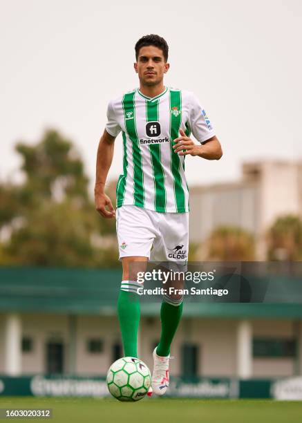Marc Bartra runs with the ball during the Unveil of new signings Marc Bartra, Chadi Riad and Isco Alarcon at Ciudad Deportiva Luis del Sol on August...
