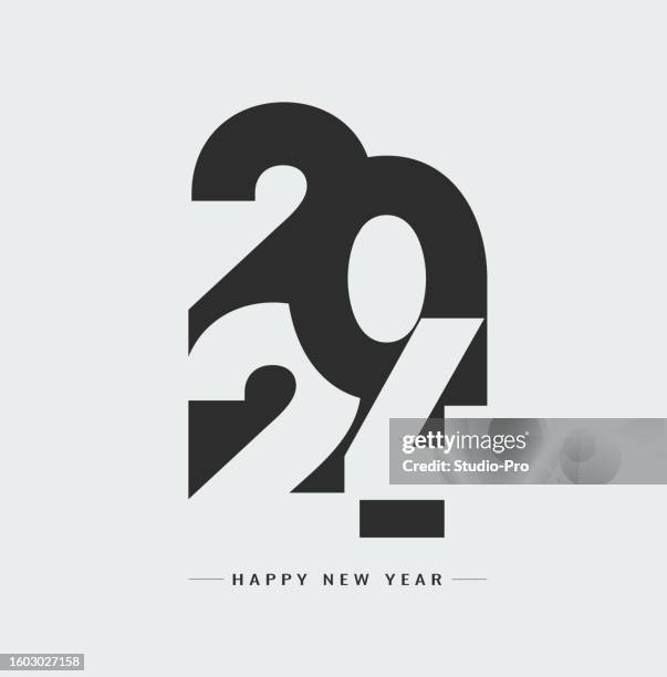 ilustrações, clipart, desenhos animados e ícones de modelo de tipografia feliz ano novo 2024 para o natal - 2024
