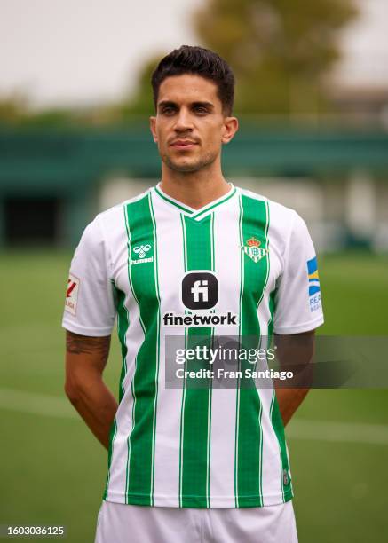 Marc Bartra looks on during the Unveil of new signings Marc Bartra, Chadi Riad and Isco Alarcon at Ciudad Deportiva Luis del Sol on August 09, 2023...