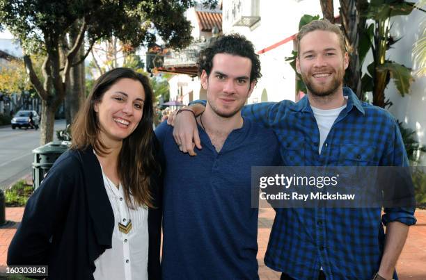 Actress Dannikke Walker, director Brandon Willer and actor Paul Haapaniemi of the film "Tiger Boy" attends the 28th Santa Barbara International Film...