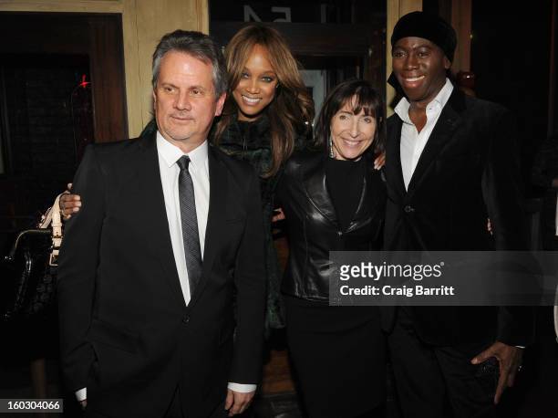 Producer Larry Sanitsky, Tyra Banks, Nancy Sanitsky and Miss J. Alexander attend the premiere of "Betty & Coretta" to celebrate with Lifetime and...