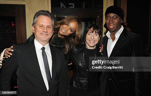 Producer Larry Sanitsky, Tyra Banks, Nancy Sanitsky and Miss J. Alexander attend the premiere of "Betty & Coretta" to celebrate with Lifetime and...