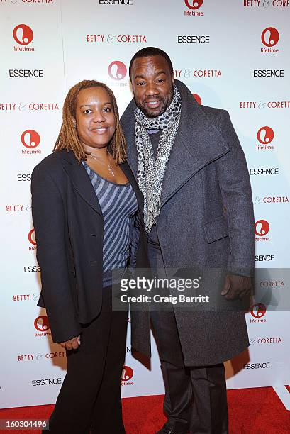 Actor Malik Yoba and guest attend the premiere of "Betty & Coretta" to celebrate with Lifetime and cast at Tribeca Cinemas on January 28, 2013 in New...