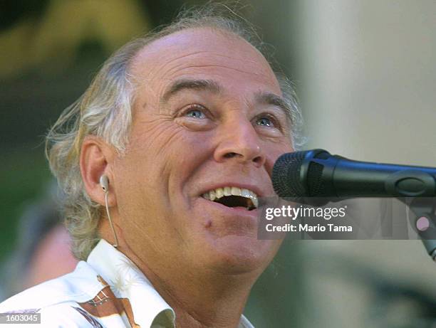 Singer Jimmy Buffett performs on NBC''s "Today" show July 20, 2001 in New York City.