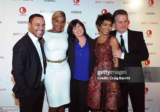 Actors Lindsay Owen Pierre, Mary J. Blige, Lifetime SVP Original Movies Tanya Lopez, Angela Bassett and producer Larry Sanitsky attend the premiere...