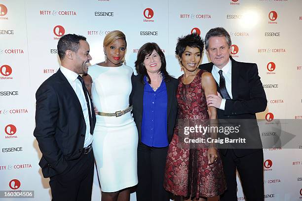 Actors Lindsay Owen Pierre, Mary J. Blige, Lifetime SVP Original Movies Tanya Lopez, Angela Bassett and producer Larry Sanitsky attend the premiere...