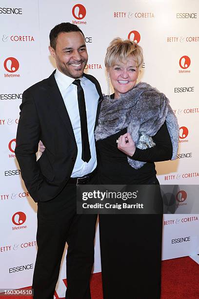 Actors Lindsay Owen Pierre and his mother attend the premiere of "Betty & Coretta" to celebrate with Lifetime and cast at Tribeca Cinemas on January...