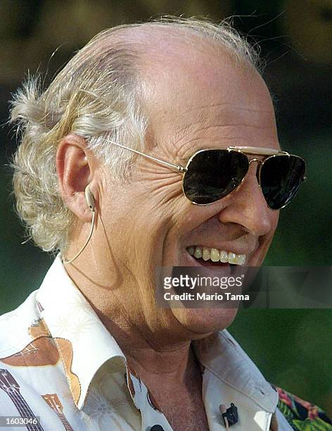 Singer Jimmy Buffett performs on NBC''s "Today" show July 20, 2001 in New York City.