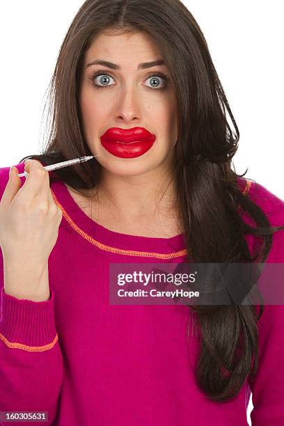 lip injections - big lips stock pictures, royalty-free photos & images