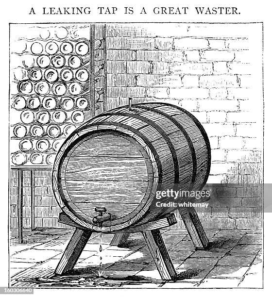 the leaking tap is a great waster - vintage cellars stock illustrations