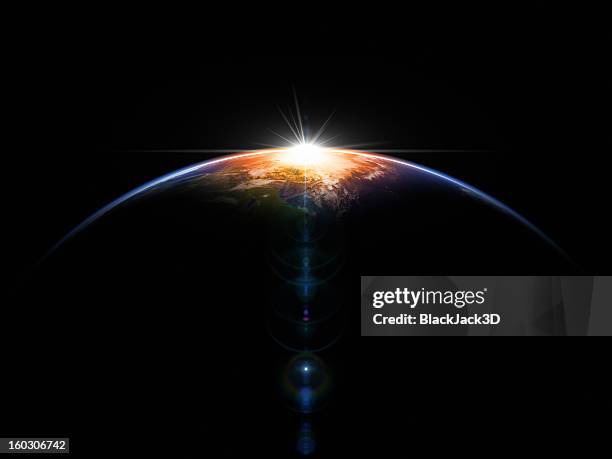 hot sunrise in space - horisont bildbanksfoton och bilder