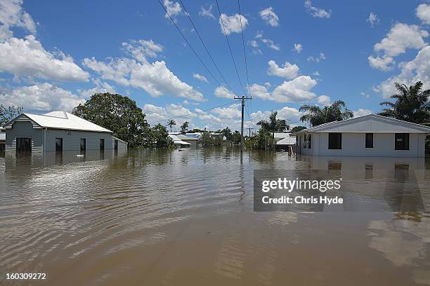 Houses are flooded as parts of southern Queensland experiences record flooding in the wake of Tropical Cyclone Oswald on January 29, 2013 in...