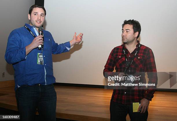 Producer Carl D'Andre of the film "Old Man" and Animator Jeff Chiba Stearns of the film "Yellow Sticky Notes" attend the 28th Santa Barbara...