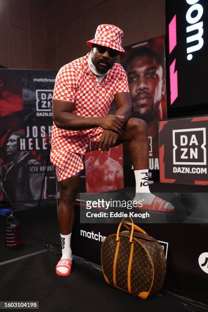 Derek Chisora poses for a photo following an undercard press conference on August 09, 2023 in London, England.