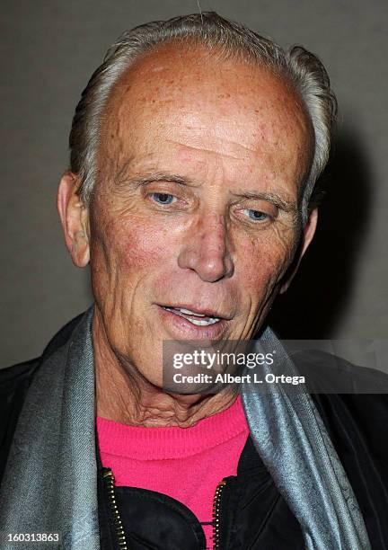 Actor Peter Weller arrives for The Paley Center for Media & Warner Bros. Home Entertainment Premiere of "Batman: The Dark Knight Returns, Part 2"...