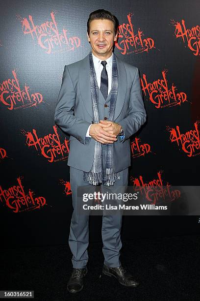 Jeremy Renner arrives at the Australian Premiere of "Hansel & Gretel Witch Hunters" at Event Cinemas on January 29, 2013 in Sydney, Australia.