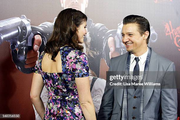 Gemma Arterton and Jeremy Renner arrive at the Australian Premiere of "Hansel & Gretel Witch Hunters" at Event Cinemas on January 29, 2013 in Sydney,...