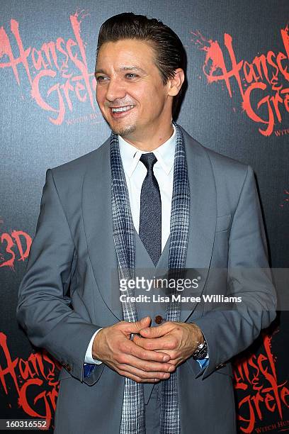 Jeremy Renner arrives at the Australian Premiere of "Hansel & Gretel Witch Hunters" at Event Cinemas on January 29, 2013 in Sydney, Australia.