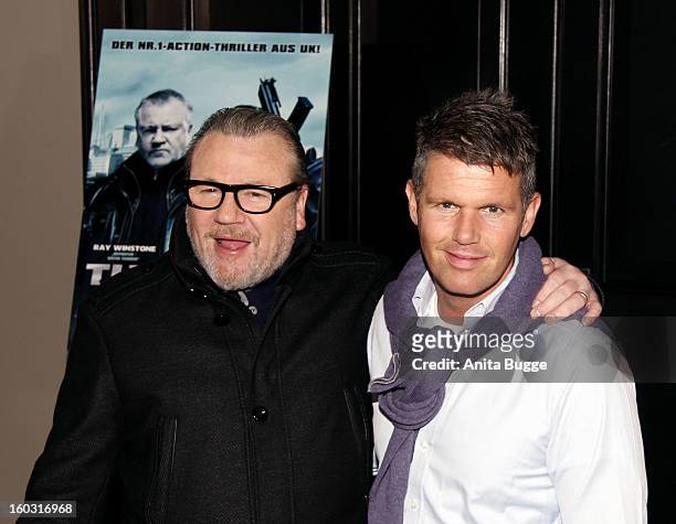 Actor Ray Winstone and director Nick Love attend a photocall for 'The Crime' Berlin photocall at Hotel de Rome on January 29, 2013 in Berlin, Germany.