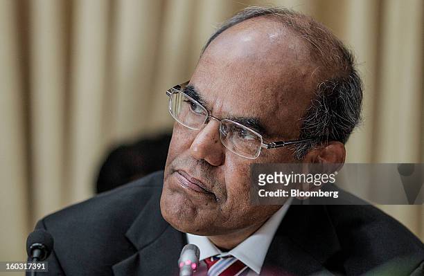 Duvvuri Subbarao, governor of the Reserve Bank of India , pauses during a news conference in Mumbai, India, on Tuesday, Jan. 29, 2013. India lowered...