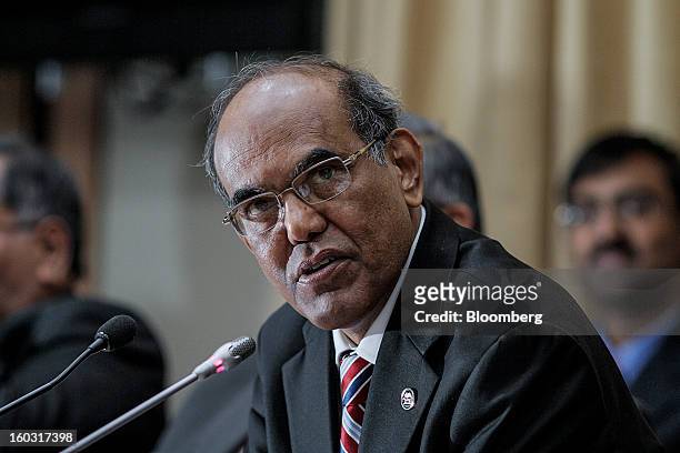 Duvvuri Subbarao, governor of the Reserve Bank of India , speaks during a news conference in Mumbai, India, on Tuesday, Jan. 29, 2013. India lowered...
