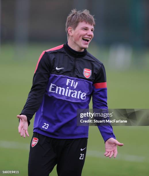 Andrey Arshavin of Arsenal during a training session at London Colney on January 29, 2013 in St Albans, England.