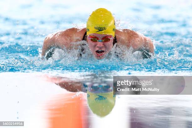 Lillie McPherson of Australia competes in the Women's 200m Individual Medley swimming on day five of the 2023 Youth Commonwealth Games at National...