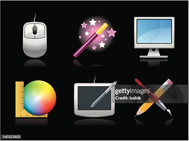 dark collection - design - computer screen close up stock illustrations