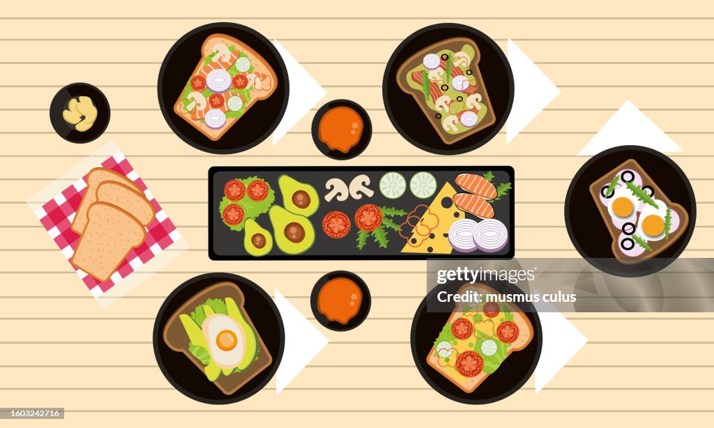 Dinner table with healthy sandwiches