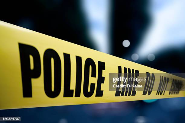 police line - cordon tape stock pictures, royalty-free photos & images