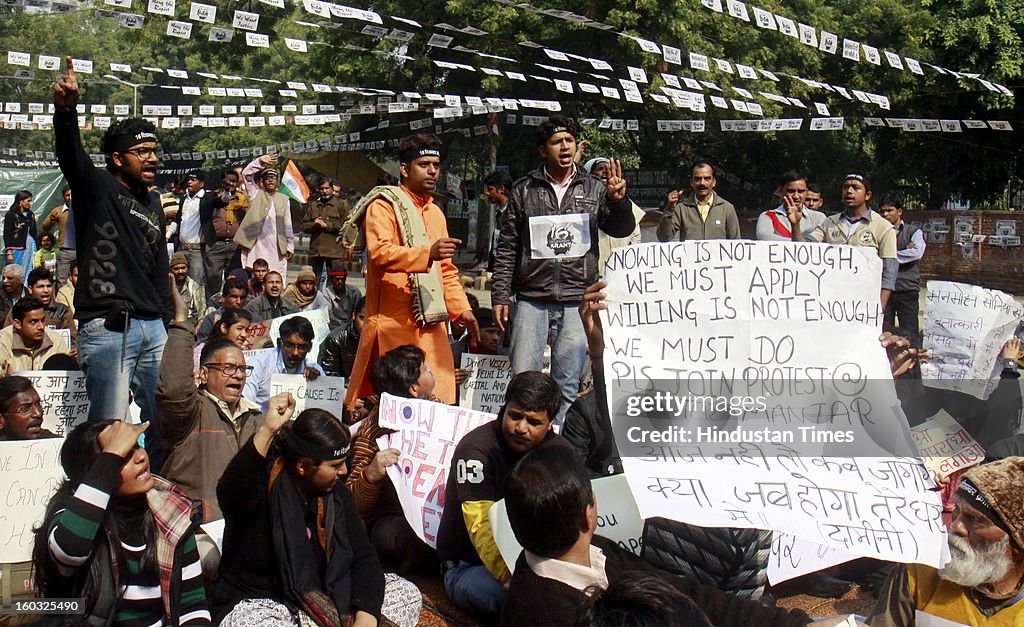 Protest At Jantar Mantar Demanding Death Penalty For Gang Rape Accused