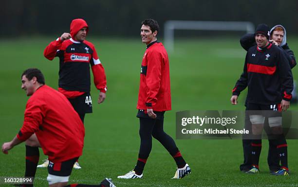James Hook of Wales during the Wales training session at Vale Resort on January 29, 2013 in Cardiff, Wales.