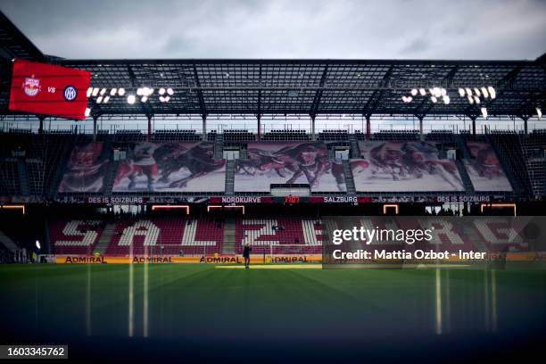 General view inside the stadium prior to the friendly match between FC Red Bull Salzburg and FC Internazionale at Red Bull Arena on August 09, 2023...