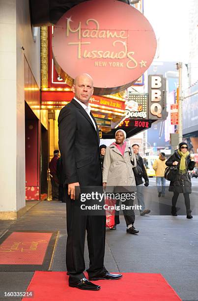 Madame Tussauds New York unveils a wax figure of actor Bruce Willis in Times Square on Tuesday, January 29, 2013 in New York City. Artists from the...