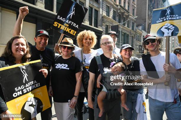 Brad Lander, Michelle Hurd, and Anthony Rapp join Hundreds of members and supporters of the WGA union and SAG-AFTRA walk a picket line, and around...