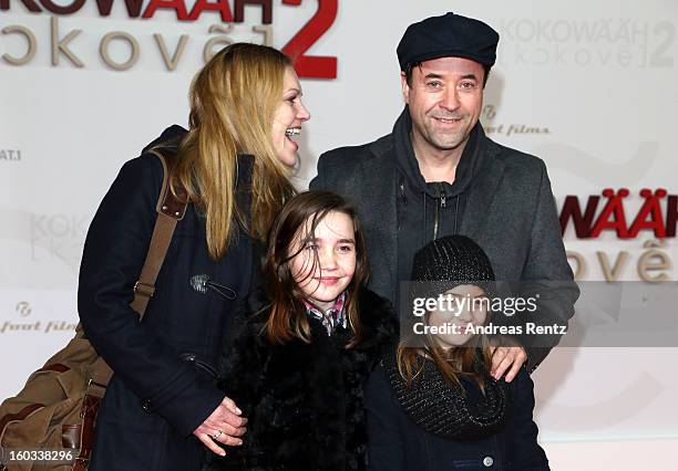 Anna Loos , Jan Joseph Liefers and their children Lilly and Lola attend 'Kokowaeaeh 2' - Germany Premiere at Cinestar Potsdamer Platz on January 29,...