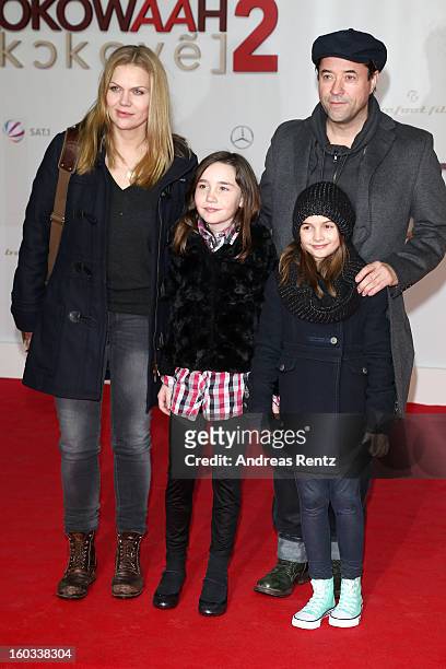Anna Loos , Jan Joseph Liefers and their children Lilly and Lola attend 'Kokowaeaeh 2' - Germany Premiere at Cinestar Potsdamer Platz on January 29,...