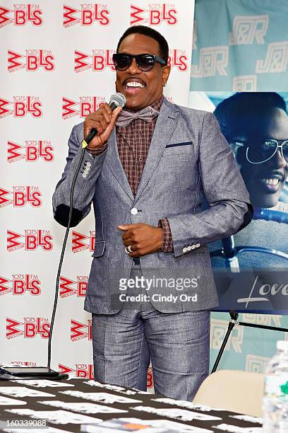 Recording artist Charlie Wilson speaks to fans during his visit to J&R Music World on January 29, 2013 in New York City.