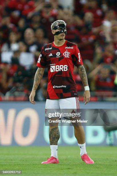 Guillermo Varela of Flamengo looks on prior a semifinal second leg match between Flamengo and Gremio as part of Copa do Brasil 2023 at Maracana...