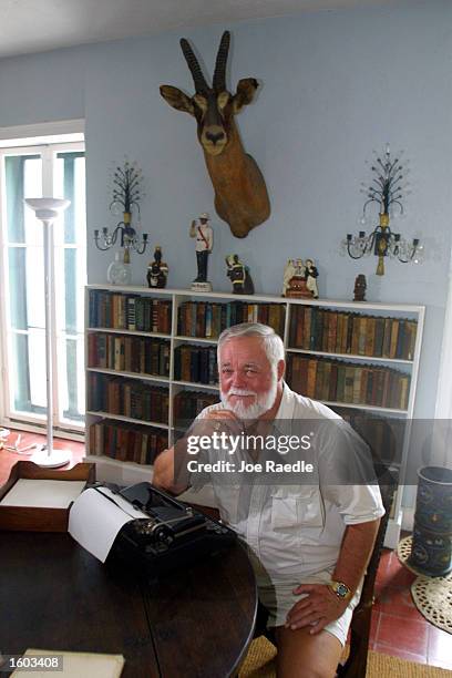 Denny Woods, who won the 2001 Ernest Hemingway contest, visits the home/studio where the real Hemingway wrote many of his classic books July 22, 2001...
