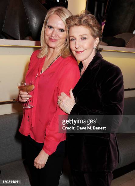 Anneka Rice and Patricia Hodge attend a drinks reception at the 2012 Costa Book of the Year awards at Quaglino’s on January 29, 2013 in London,...