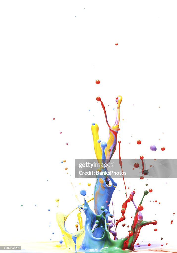 Multicolor Paint Splash Isolated on White