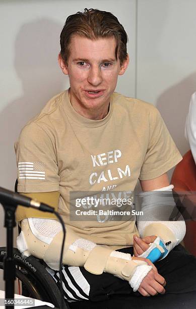 Brendan Marrocco attends a press conference, January 29 held at Johns Hopkins Hospital in Baltimore, Maryland, with his team of doctors to discuss...