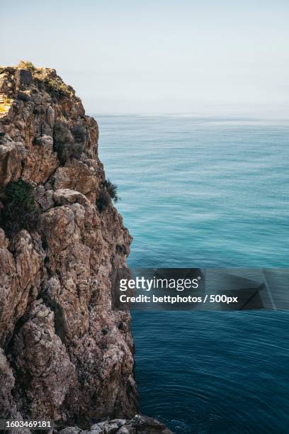 scenic view of sea against clear sky - salobreña stock pictures, royalty-free photos & images