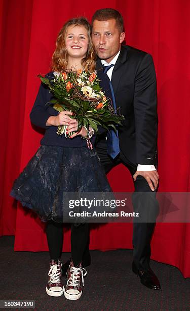 Emma Schweiger and Till Schweiger attend 'Kokowaeaeh 2' - Germany Premiere at Cinestar Potsdamer Platz on January 29, 2013 in Berlin, Germany.