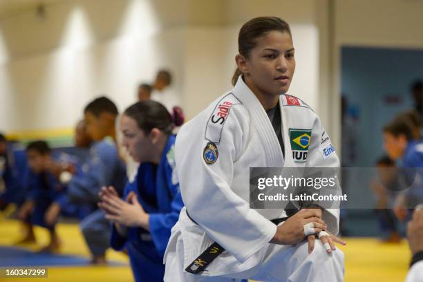 Sarah Menezes in action during the first official training season of the team, who will represent Brazil in the Olympic Games Rio 2016, at Maria Lenk...