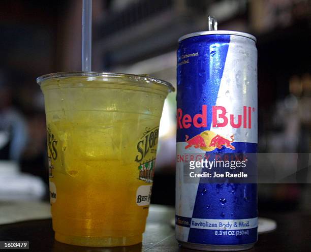 Red Bull energy drink mixed with vodka sits on the bar at Sloppy Joe''s July 22, 2001 in Key West, FL. The popular energy drink is now trendy at...
