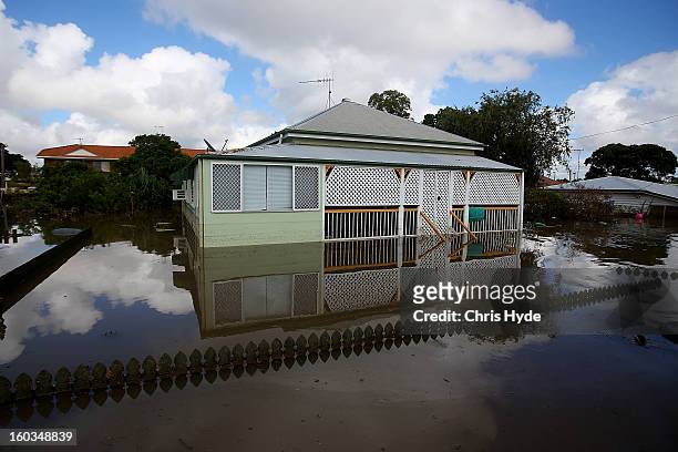 Streets of Bundaberg underwater as parts of southern Queensland experiences record flooding in the wake of Tropical Cyclone Oswald on January 30,...