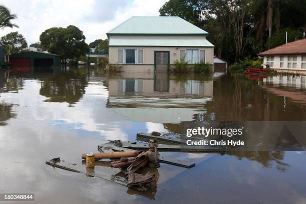 Streets of Bundaberg underwater as parts of southern Queensland experiences record flooding in the wake of Tropical Cyclone Oswald on January 30,...